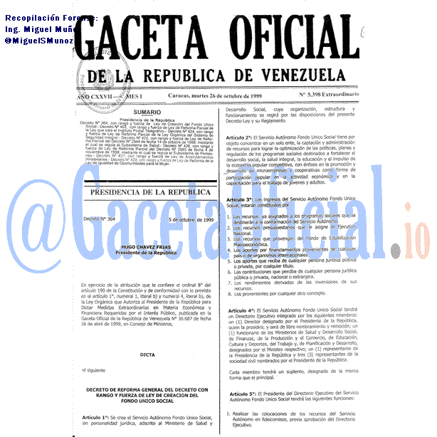 Gaceta Oficial 5398 del 26 Octubre 1999