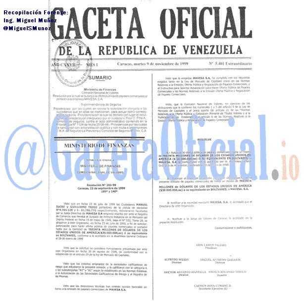Gaceta Oficial 5401 del 9 Noviembre 1999