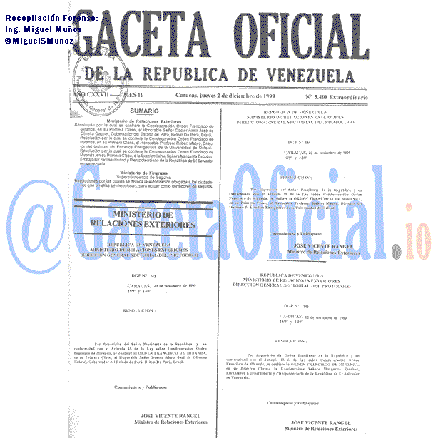 Gaceta Oficial 5408 del 2 Diciembre 1999