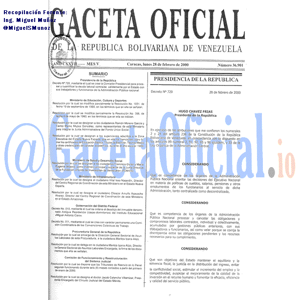 Gaceta Oficial 36901 del 28 Febrero 2000