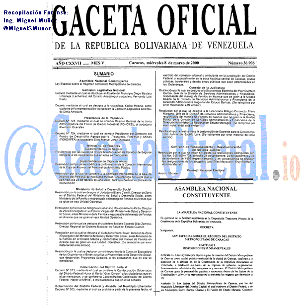 Gaceta Oficial 36906 del 8 Marzo 2000