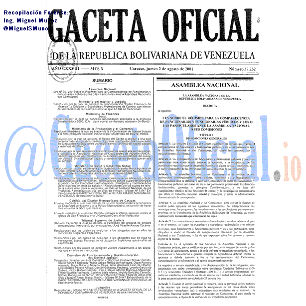 Gaceta Oficial 37252 del 2 Agosto 2001