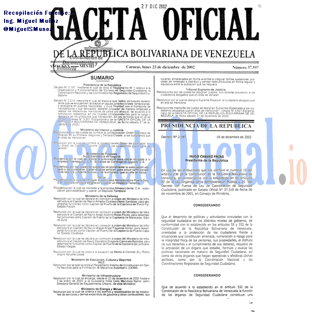 Gaceta Oficial 37597 del 23 Diciembre 2002