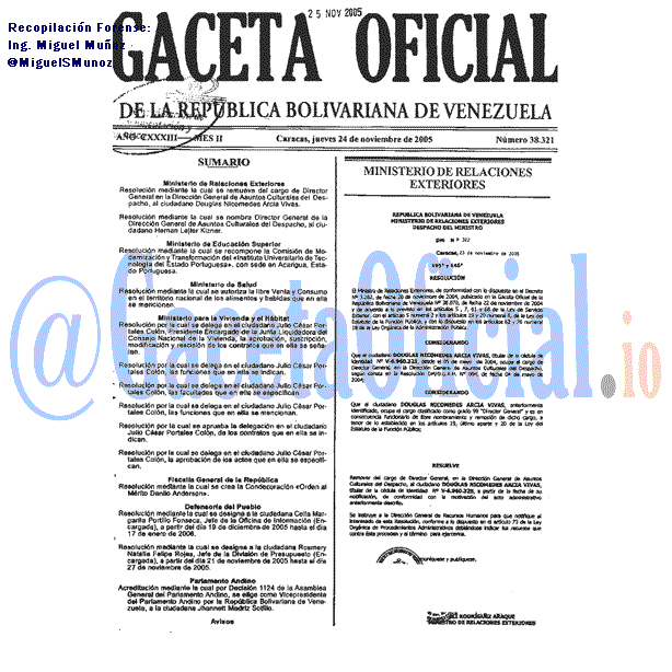Gaceta Oficial 38321 del 24 Noviembre 2005