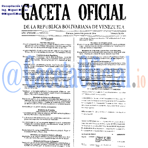 Gaceta Oficial 38454 del 8 Junio 2006
