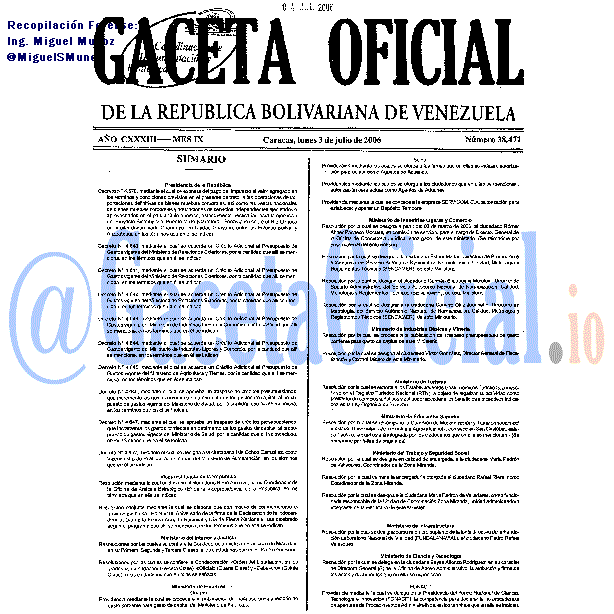 Gaceta Oficial 38471 del 3 Julio 2006