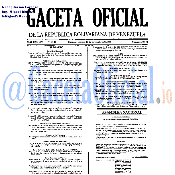 Gaceta Oficial 38571 del 24 Noviembre 2006