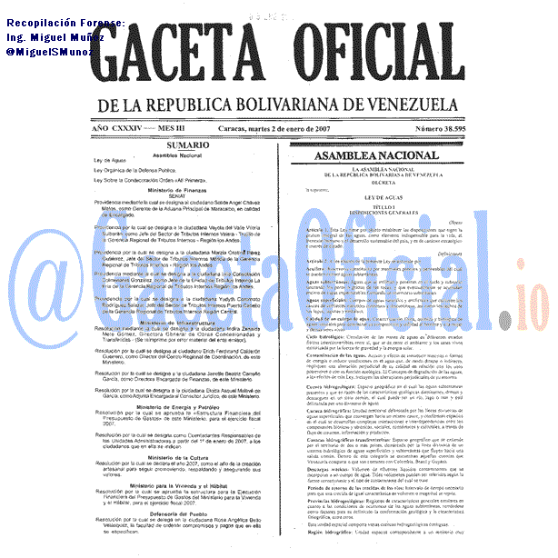 Gaceta Oficial 38595 del 2 Enero 2007