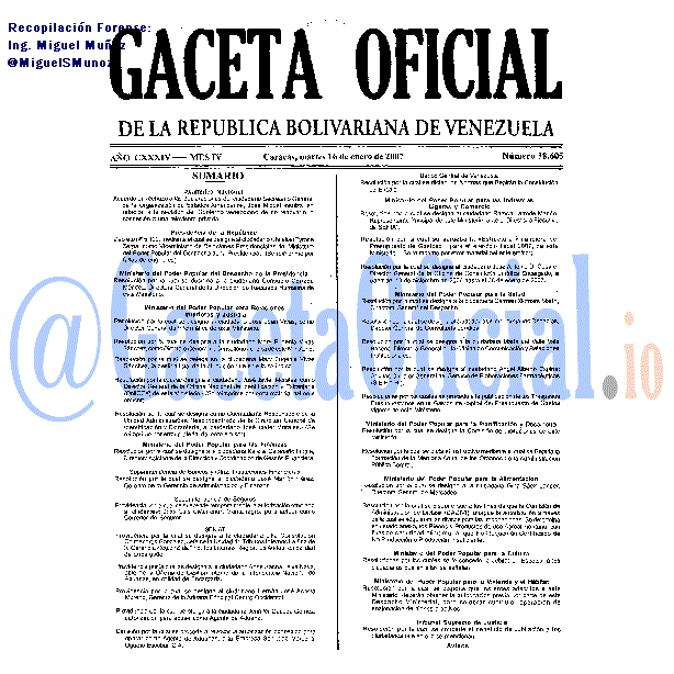 Gaceta Oficial 38605 del 16 Enero 2007