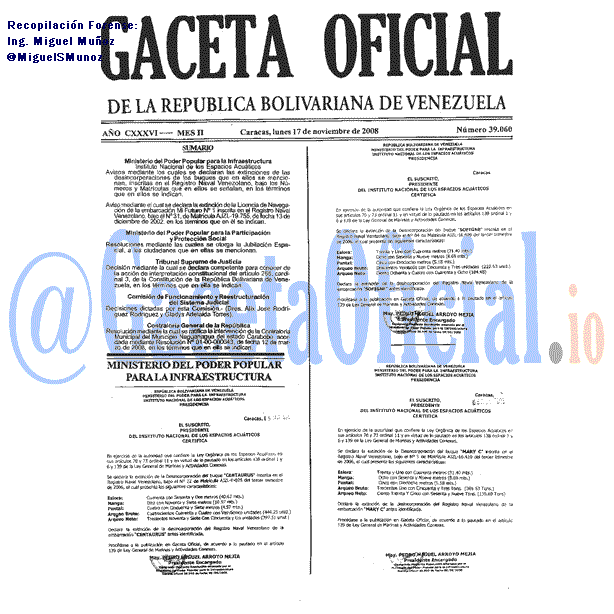 Gaceta Oficial 39060 del 17 Noviembre 2008