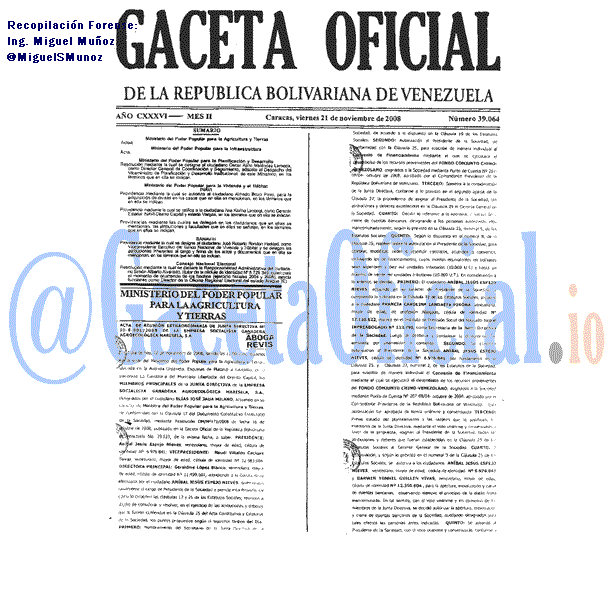 Gaceta Oficial 39064 del 21 Noviembre 2008