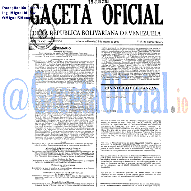 Gaceta Oficial 5449 del 22 Marzo 2000