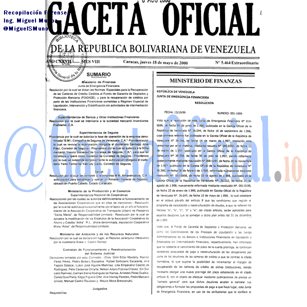 Gaceta Oficial 5464 del 18 Mayo 2000