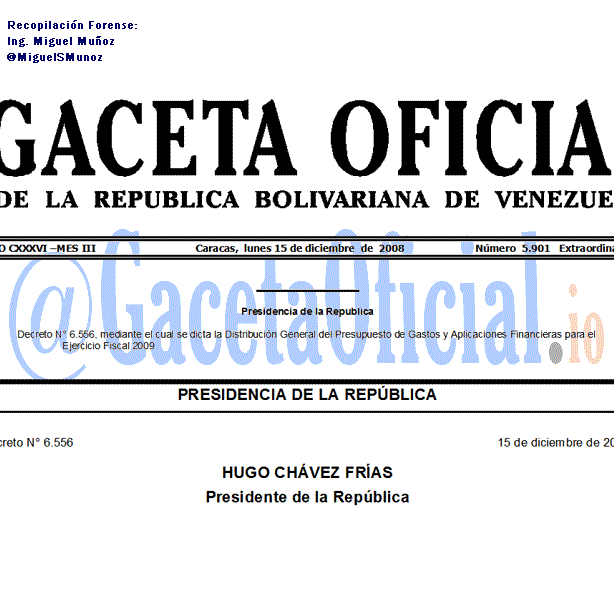 Gaceta Oficial 5901 del 15 Diciembre 2008