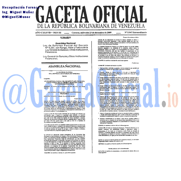 Gaceta Oficial 5947 del 23 Diciembre 2009