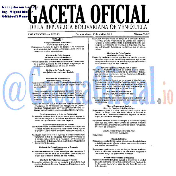Gaceta Oficial 39647 del 1 Abril 2011