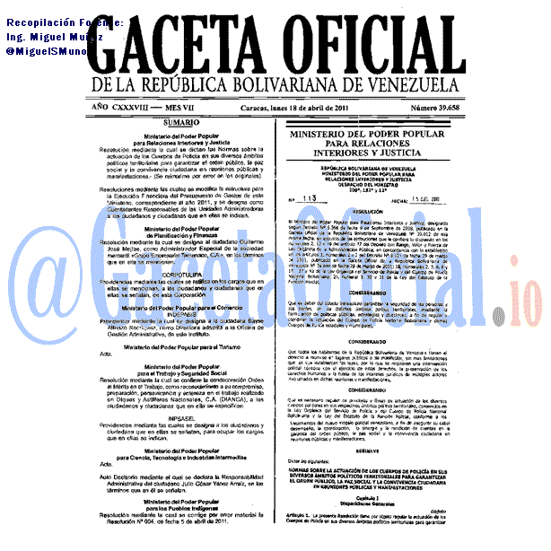Gaceta Oficial 39658 del 18 Abril 2011