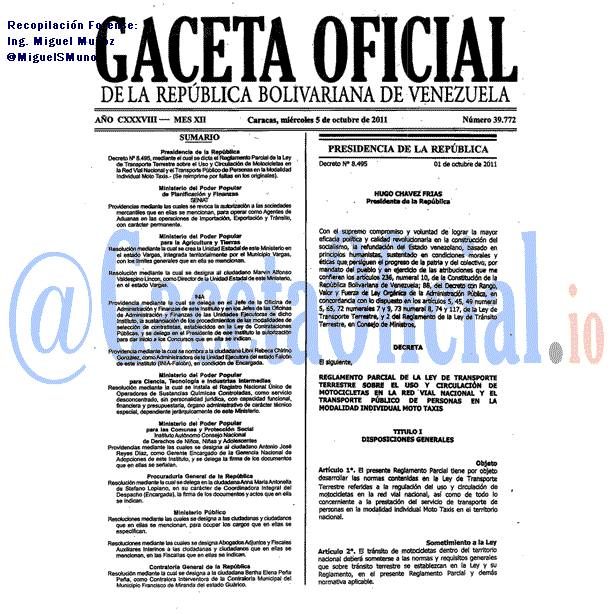Gaceta Oficial 39772 del 5 Octubre 2011