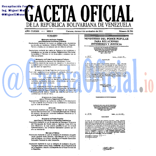 Gaceta Oficial 39793 del 4 Noviembre 2011