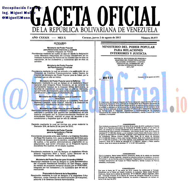 Gaceta Oficial 39977 del 2 Agosto 2012