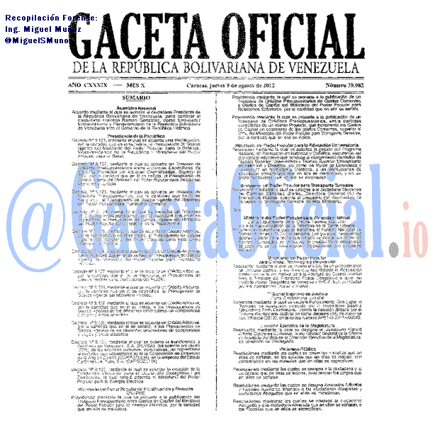 Gaceta Oficial 39982 del 9 Agosto 2012