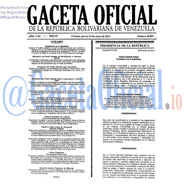 Gaceta Oficial 40097 del 24 Enero 2012