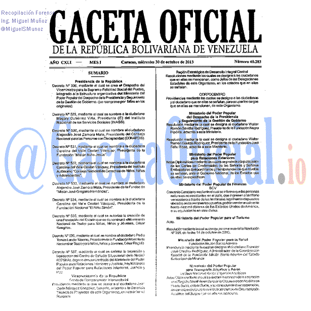 Gaceta Oficial 40283 del 30 Octubre 2013