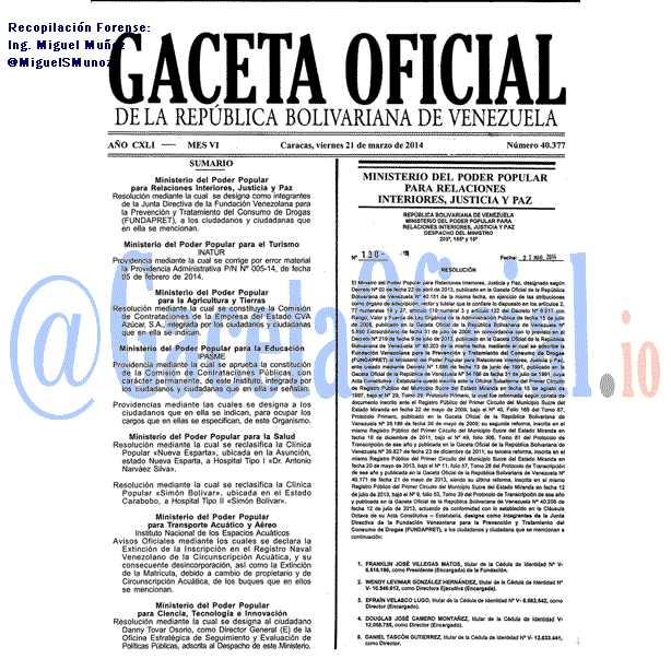 Gaceta Oficial 40377 del 21 Marzo 2014