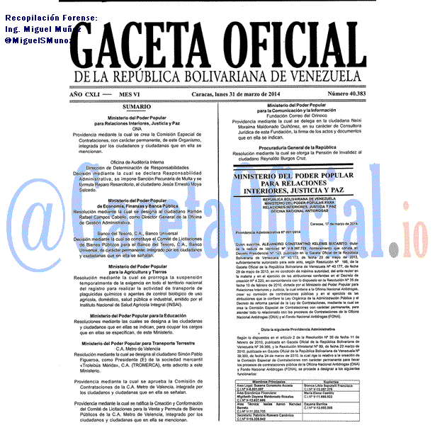 Gaceta Oficial 40383 del 31 Marzo 2014