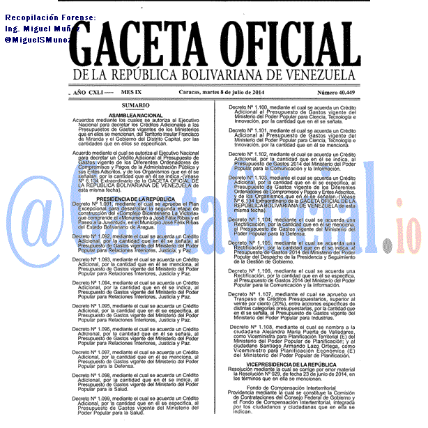Gaceta Oficial 40449 del 8 Julio 2014