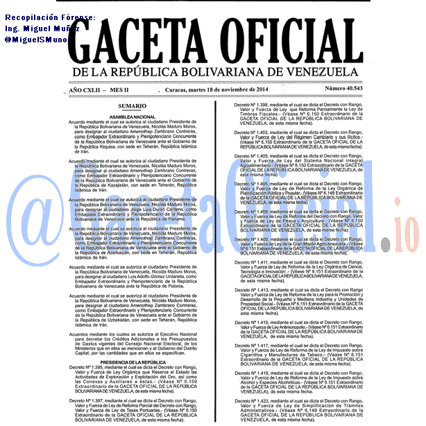 Gaceta Oficial 40543 del 18 Noviembre 2014