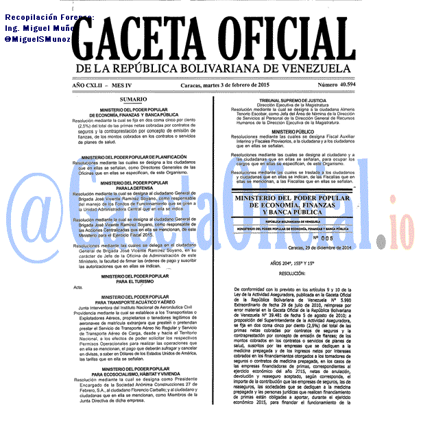Gaceta Oficial 40594 del 3 Febrero 2015