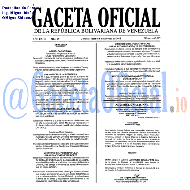 Gaceta Oficial 40597 del 6 Febrero 2015