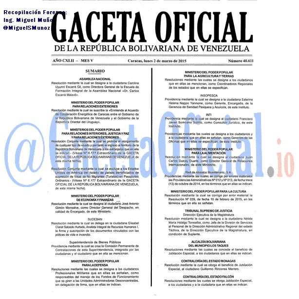 Gaceta Oficial 40611 del 2 marzo 2015