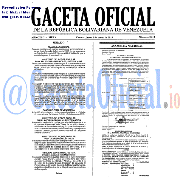 Gaceta Oficial 40614 del 5 marzo 2015