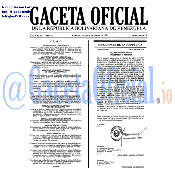 Gaceta Oficial 40615 del 6 marzo 2015