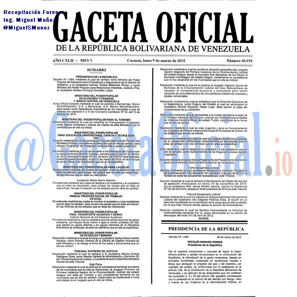 Gaceta Oficial 40616 del 9 marzo 2015