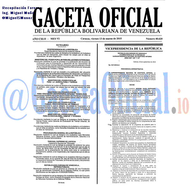 Gaceta Oficial 40620 del 13 marzo 2015