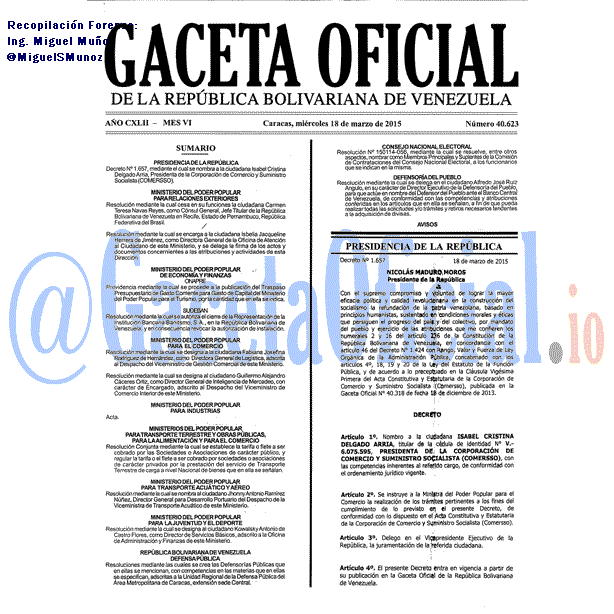 Gaceta Oficial 40623 del 18 marzo 2015