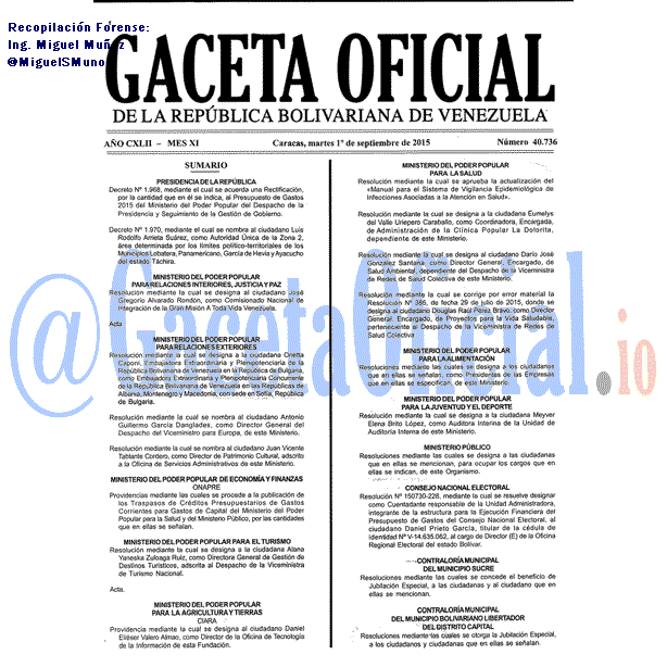 Gaceta Oficial 40736 del 1 septiembre 2015