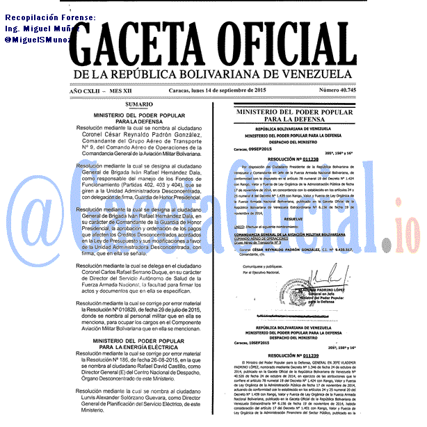 Gaceta Oficial 40745 del 14 septiembre 2015