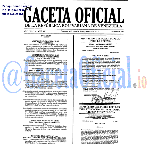 Gaceta Oficial 40757 del 30 septiembre 2015