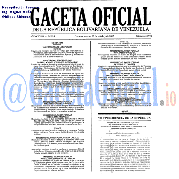 Gaceta Oficial 40775 del 27 octubre 2015