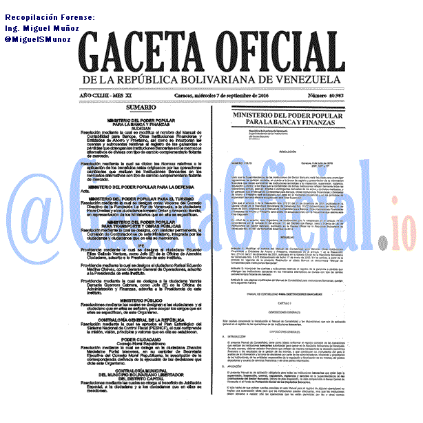 Gaceta Oficial 40983 del 7 Septiembre 2016