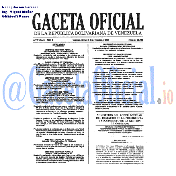 Gaceta Oficial 41024 del 4 noviembre 2016