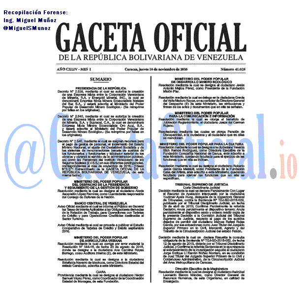 Gaceta Oficial 41028 del 10 noviembre 2016