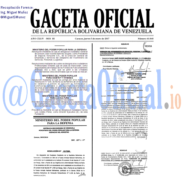 Gaceta Oficial 41068 del 5 enero 2017