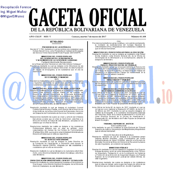 Gaceta Oficial 41108 del 7 marzo 2017