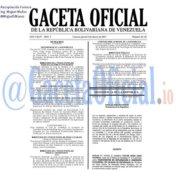 Gaceta Oficial 41110 del 9 marzo 2017