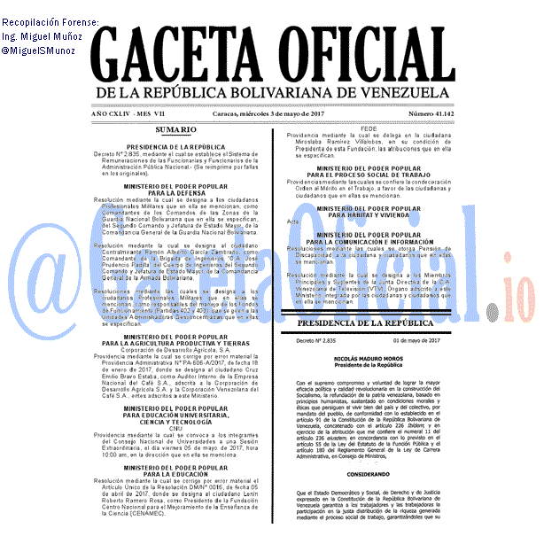 Gaceta Oficial 41142 del 3 mayo 2017